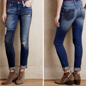 Anthropologie Pilcro Stet Limited Edition Patch Skinny Jeans Size 30 Distressed